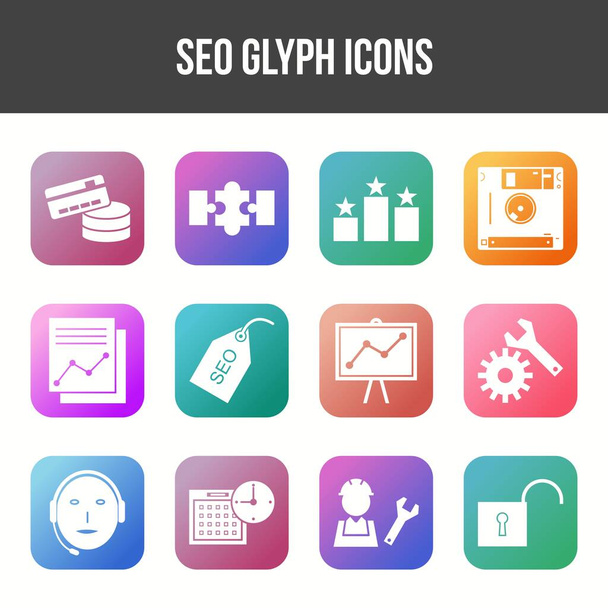 Set di icone SEO Glyph uniche - Vettoriali, immagini