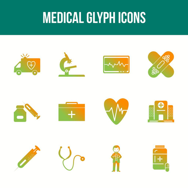 Conjunto único de ícones de glifo médico
 - Vetor, Imagem