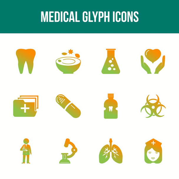 Conjunto único de ícones de glifo médico
 - Vetor, Imagem
