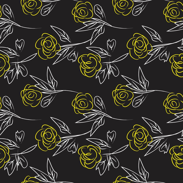 Yellow Floral brush strokes seamless pattern background for fashion prints, graphics, backgrounds and crafts - Vettoriali, immagini