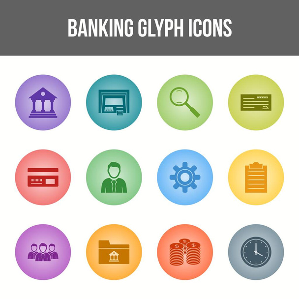 Egyedi Banking Glyph ikonkészlet - Vektor, kép