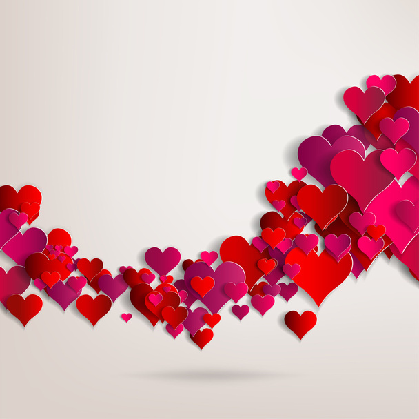 Valentines day. Abstract paper hearts. Love - Vector, Image