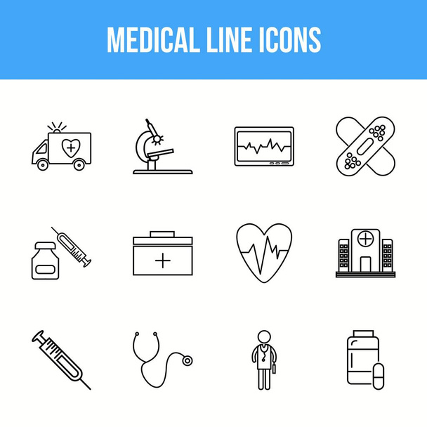 Conjunto único de ícones da Linha Médica
 - Vetor, Imagem