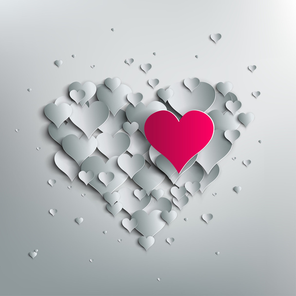 Valentines day. Abstract paper hearts. Love - Vector, Image