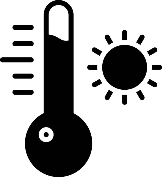 Thermomètre météorologique noir icône de mesure isolé sur fond blanc. Équipement de thermomètre montrant le temps chaud ou froid. Illustration vectorielle - Vecteur, image