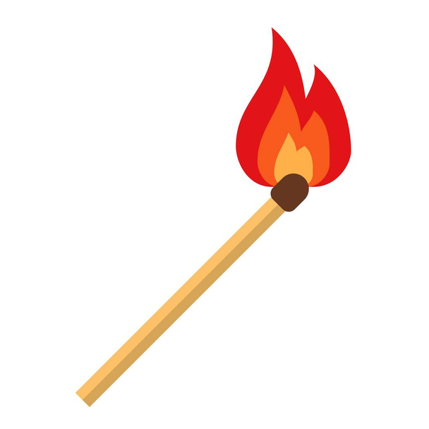 Match met vuur geïsoleerd op witte achtergrond. Vectorillustratie - Vector, afbeelding