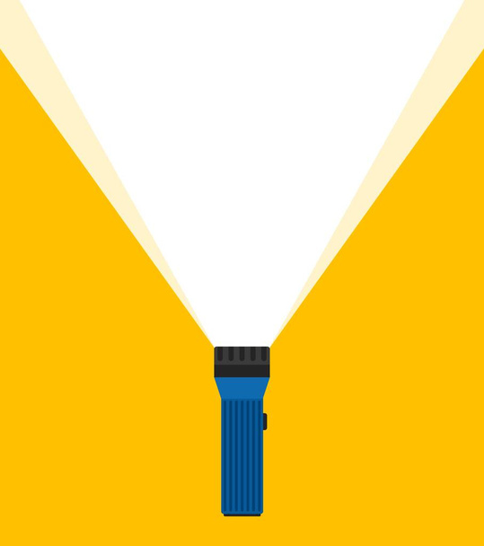 Taschenlampe mit Projektionsscheinwerfer auf Banner. Platz für Ihren Text. Objekt Abstrakte Hintergrundkonzeption. Vektorillustration - Vektor, Bild
