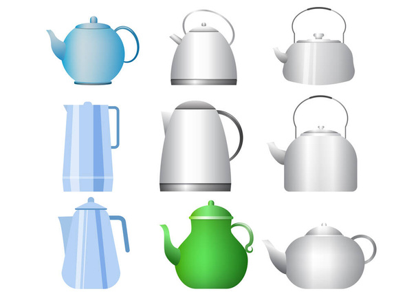 Realistic kettle set isolated on white. Vector illustration - Vector, Image