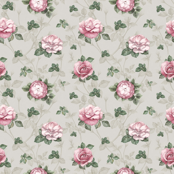 Watercolor pattern with rose illustration - Photo, Image