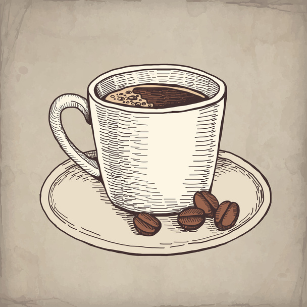 Vector hand drawn illustration of coffee cup - Vecteur, image