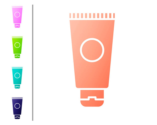 Coral Cream or lotion cosmetic tube icon isolated on white background. Body care products for men. Set color icons. Vector Illustration - Vektor, obrázek