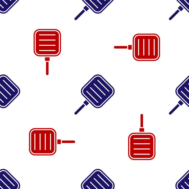 Blauw en rood koekenpan pictogram geïsoleerd naadloos patroon op witte achtergrond. Frituur of gebraden voedsel symbool. Vector Illustratie - Vector, afbeelding