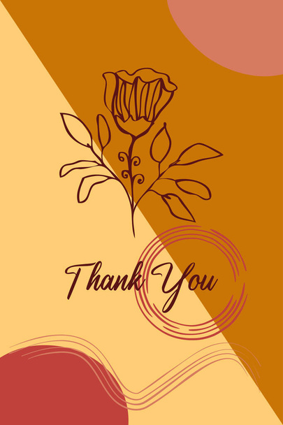 Děkuji roztomilá karta s ručně kreslenými listy a rostlinamiPodzim - Fotografie, Obrázek