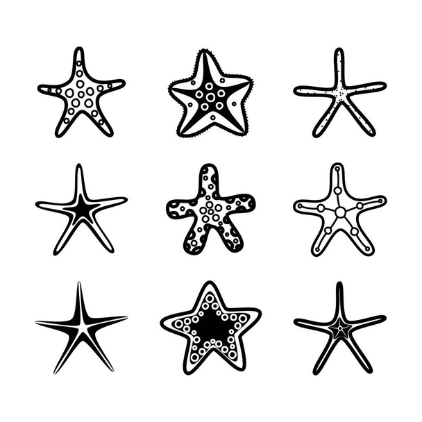 Starfish set. Underwater background. Cartoon starfish. Vector illustration - Вектор,изображение
