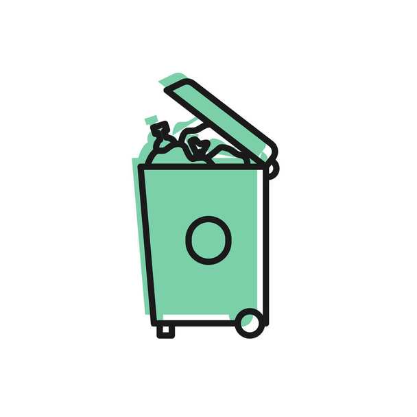 Black line Trash can icon isolated on white background. Garbage bin sign. Recycle basket icon. Office trash icon. Vector Illustration - Vector, Image
