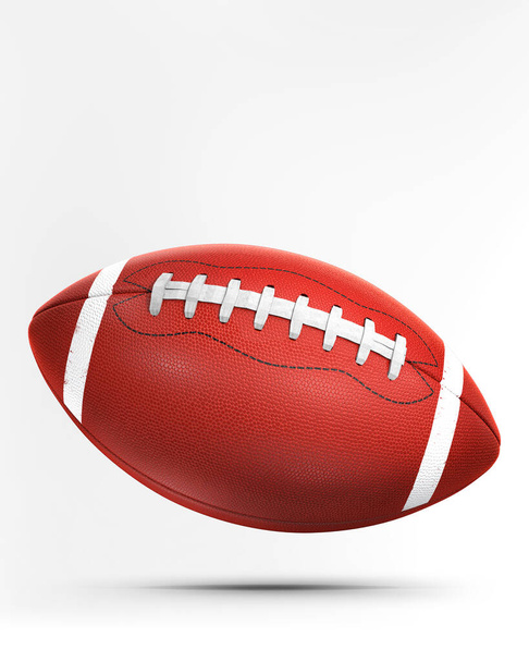 Pelota de fútbol americano aislada en blanco con sombra. Diseño de pelota deportiva profesional. Elemento ilustrativo 3D. - Foto, imagen