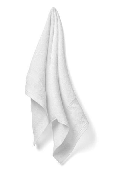 close up de um banheiro toalha branca no fundo branco - Foto, Imagem