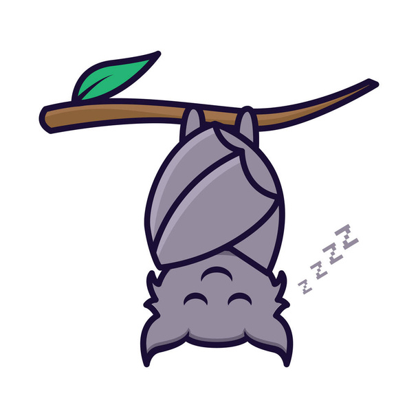 bonito pequeno bebê morcego mascote design ilustração
 - Vetor, Imagem