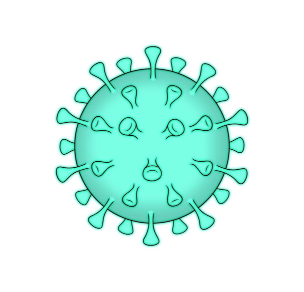 Covid 2019 Corona-Virus hellblau Illustration isoliert auf weißem Hintergrund - Foto, Bild