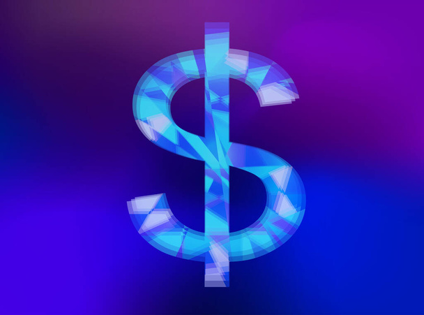 μπλε σύμβολο δολάριο φόντο απεικόνιση, με θολή επίδραση - Φωτογραφία, εικόνα