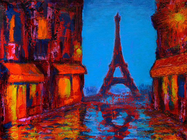 Pariisi ilta katutaide maalaus - Valokuva, kuva