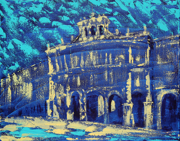 Pintura artística de la Plaza Mayor de Salamanca, España - Foto, Imagen