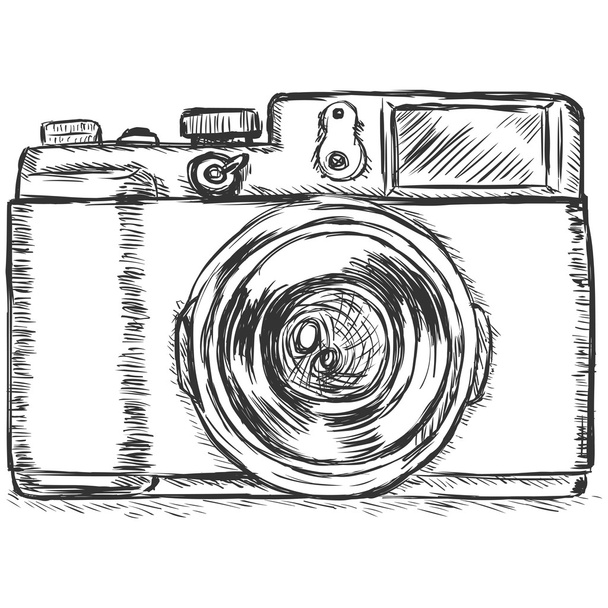 Vector sketch illustration -photo camera - Вектор,изображение