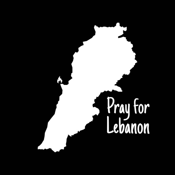 Молись за Ліван. Молись за Бейрут. Карта Лівану. Масовий вибух на Бейруті. Векторна ілюстрація. - Вектор, зображення