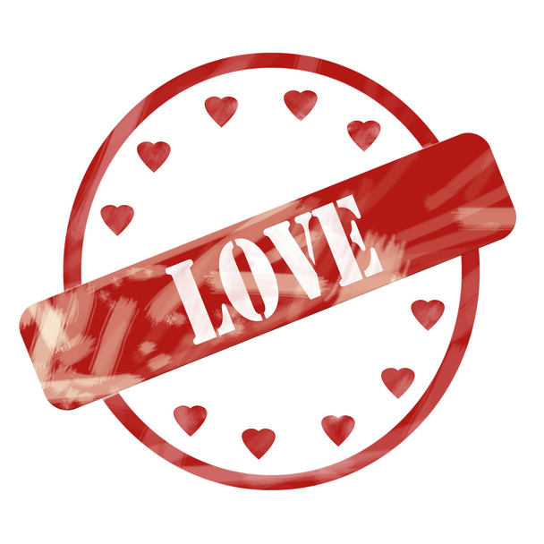 круг марка красный выветривания любовь и сердца - Фото, изображение