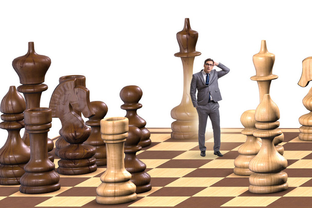 Geschäftsmann im großen Schachbrett im Strategiekonzept - Foto, Bild
