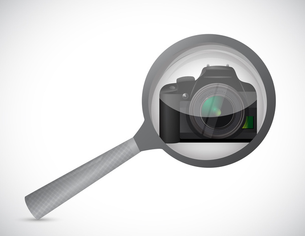 magnify glass and camera illustration design - Foto, afbeelding