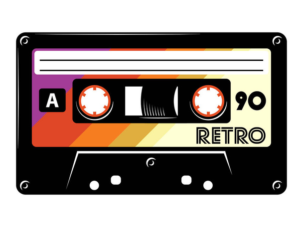 Kasetti nauha Retro vintage mixtape vektori kuvitus eristetty valkoinen tausta. - Vektori, kuva