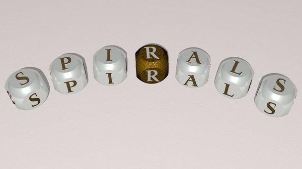 kombinace SPIRALS postavené krychlovými písmeny z horní perspektivy, vynikající pro koncepční prezentaci. pozadí a abstraktní - Fotografie, Obrázek