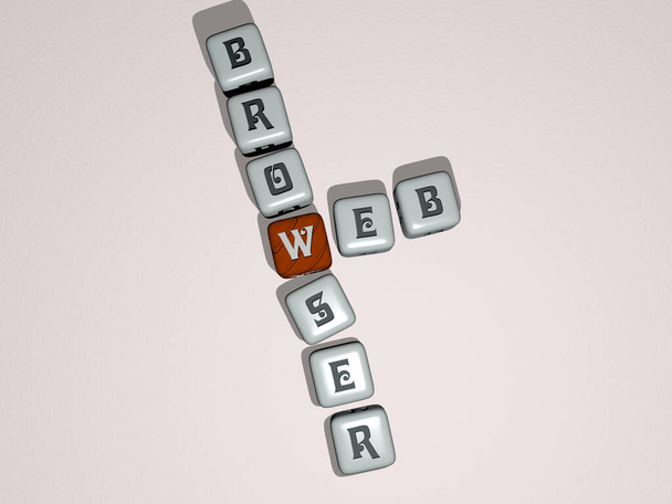 кросворди веб-браузера, розташовані кубічними літерами на дзеркальній підлозі, значенням концепції та презентацією. ілюстрація та значок
 - Фото, зображення