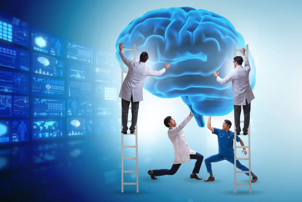 Team van artsen onderzoekt menselijke hersenen - Foto, afbeelding
