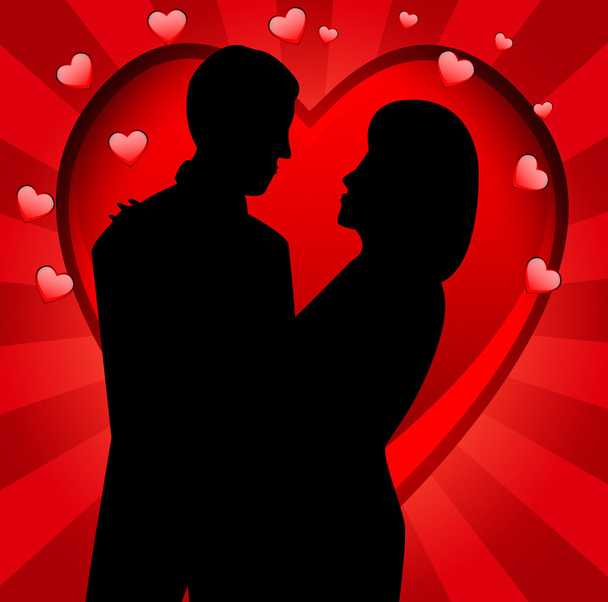 young loving couple on a background a heart - Вектор, зображення