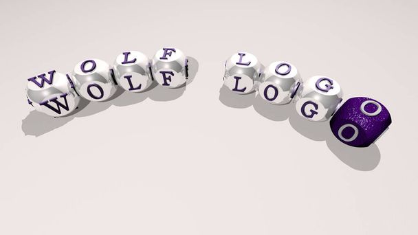combinatie van WOLF LOGO gebouwd door kubieke letters vanuit het topperspectief, uitstekend voor de conceptpresentatie. illustratie en dier - Foto, afbeelding