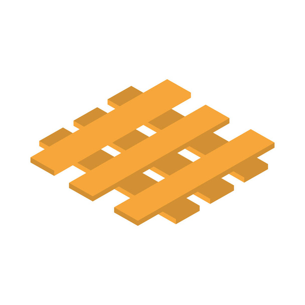 izometrická dřevěná paleta pro sklad nebo staveniště pracovní zařízení plochý design ikon - Vektor, obrázek