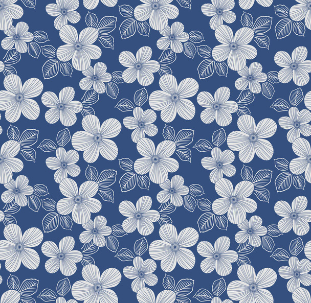 Japanese Tropical Flower Vector Seamless Pattern - Vetor, Imagem