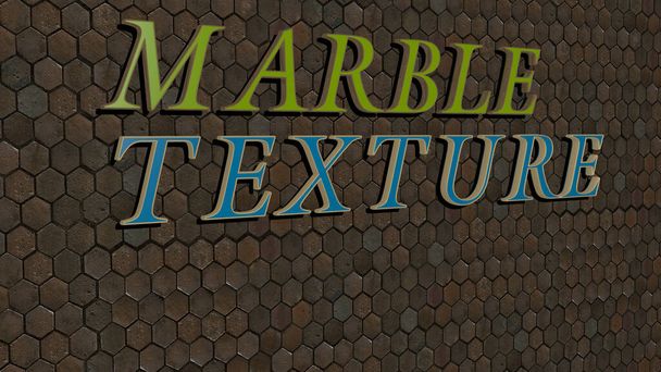 Imagem gráfica 3D de textura de mármore verticalmente, juntamente com texto construído por letras cúbicas metálicas a partir da perspectiva superior, excelente para a apresentação do conceito e apresentações de slides. contexto e
 - Foto, Imagem