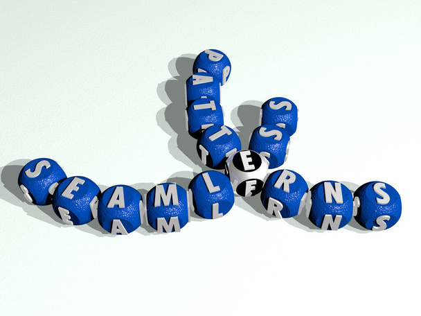 SEAMLESS PATTERNS kombinálva kocka betűk és színátmenet a kapcsolódó jelentése a koncepció. illusztráció és háttér - Fotó, kép