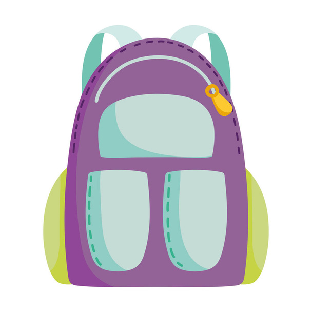 back to school, backpack accessory elementary education cartoon - Vector, Image