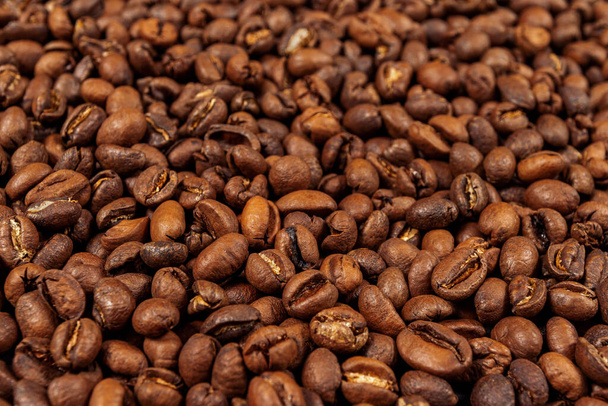 焙煎モカコーヒー豆の背景。モカ-アラビア語のようなもの - 写真・画像