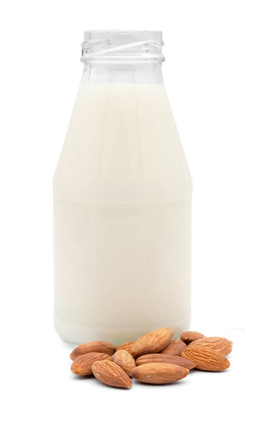 almonds milk isolated on white background - Fotoğraf, Görsel