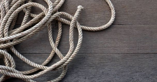 Close-up of rope and old woody for copy space. - Photo, Image