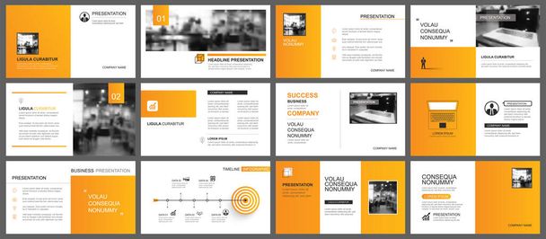 Bemutató és diavetítés őszi téma sablon. Design narancs gradiens háttér. Használat üzleti éves jelentés, szórólap, marketing, tájékoztató, reklám, prospektus, modern stílus. - Vektor, kép