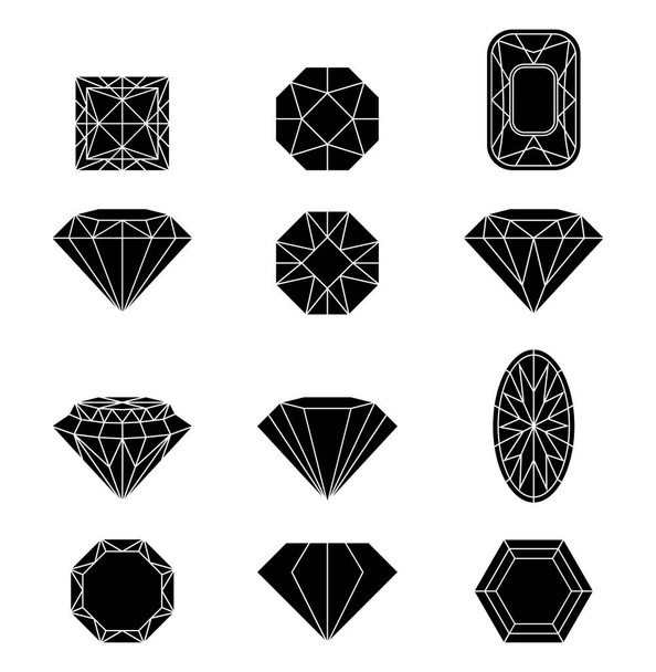 Gyémánt ékszer ikonok - Vektor, kép