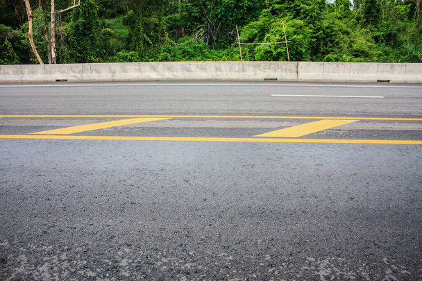 Asphalt road texture background with yellow dashed line - Photo, Image