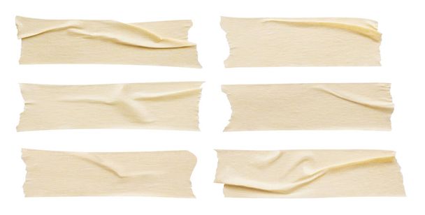 Žluté lepicí papírové pásky set kolekce izolované na bílém pozadí - Fotografie, Obrázek