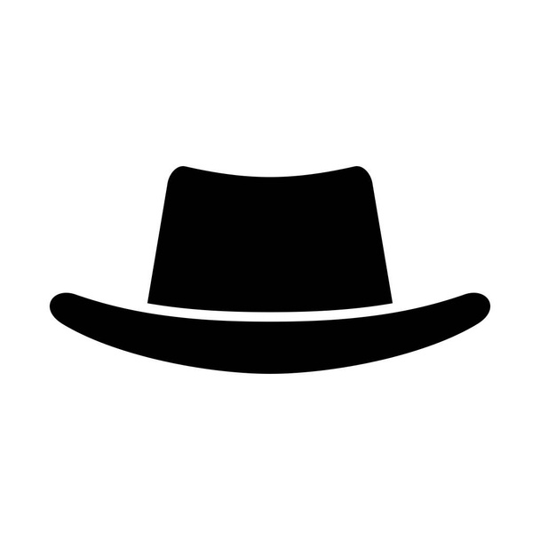 Чорний ковбойський капелюх значок ізольовано на білому тлі. Векторні ілюстрації
 - Вектор, зображення